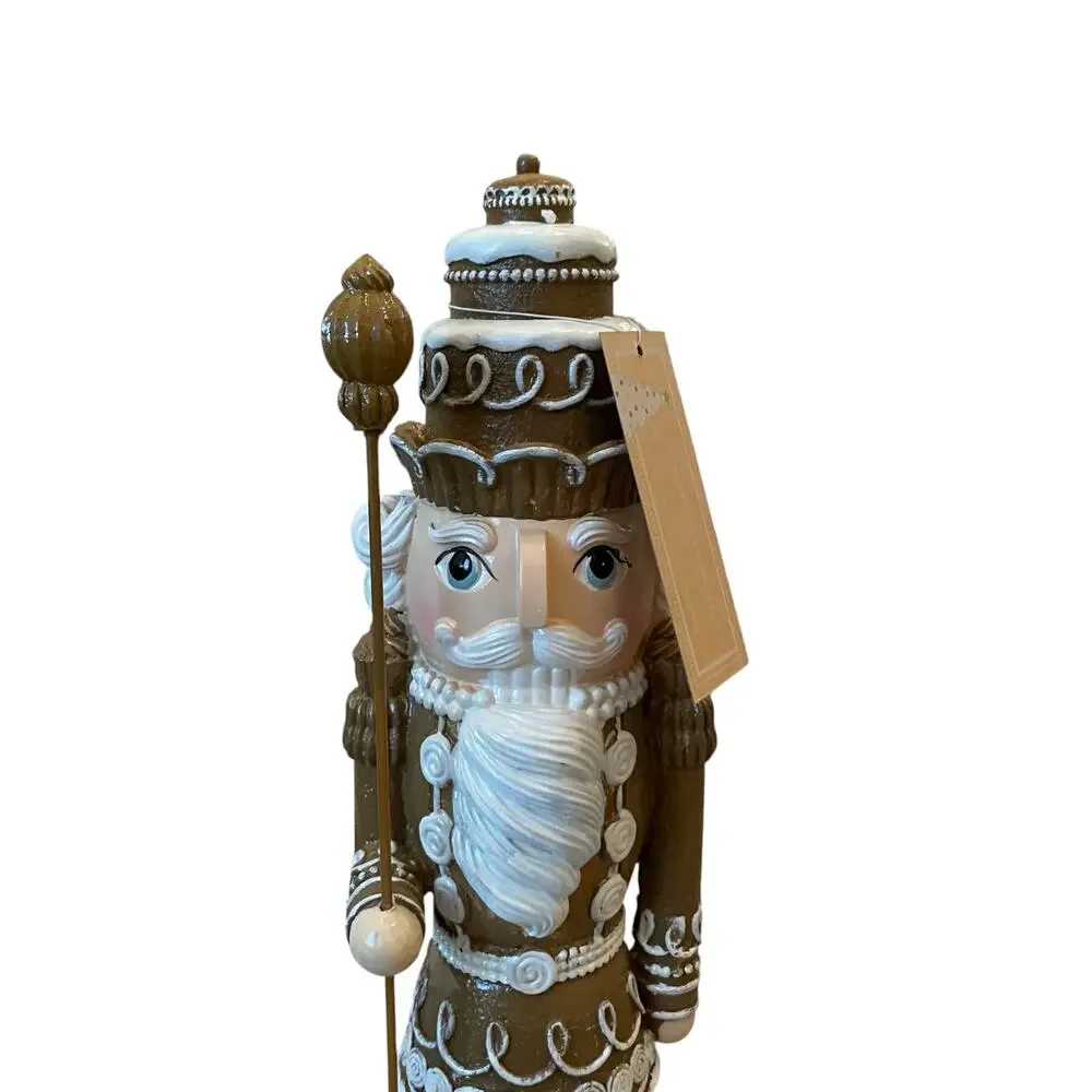 Peppermint Square Christmas GINGERBREAD NUTCRACKER 14in Brown Holiday NEW